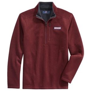 Vineyard Vines Maroon Burgundy Red 1/2 Zip Mountain Sweater Fleece Sweatshirt